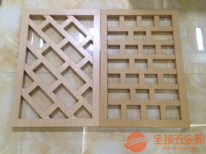 專業定制仿古花式造型鋁窗花與復古型材木紋鋁屏風花格